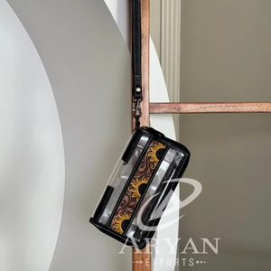 Cartera de mano transparente para mujer, monedero de cuero tallado a mano, nuevo diseño, embrague de moda Vintage - Product Image 1