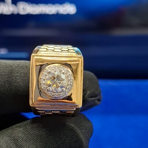 3,00 Quilates Moissanite Diamond Mens Compromiso 14K Anillo de oro Hecho a mano Diamante real 14K Anillo de oro, Anillo de bodas - Product Image 1