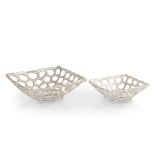 Bol de service vintage en aluminium nickelé argenté, écologique, pour fruits, vaisselle, et bols à collations pour mariages et fêtes - Product Image 1