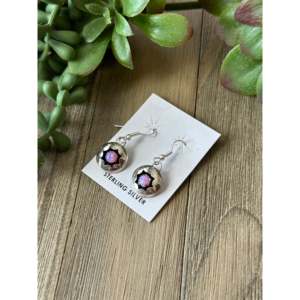 ต่างหูโอปอลสีม่วงรูปดาวทำมือแบบนาวาโฮในตัวเรือนเงินสเตอร์ลิง - Product Image 4