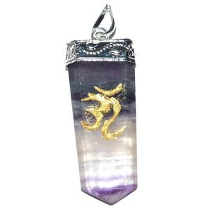 Quartz doré crayon plat pendentifs Om pierre semi-précieuse artisanat sculpté agate Feng Shui Style gravure mascotte bijoux en pierres précieuses - Product Image 2