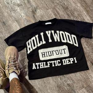 Personalizar la impresión de la pantalla de gran tamaño de peso pesado de fabricación de 275gsm camiseta de los hombres de algodón Boxy gráfico camisetas para hombres - Product Image 1