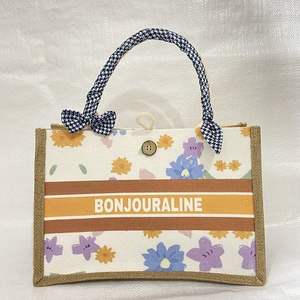 Sac en jute personnalisé recyclé de haute qualité sacs fourre-tout en jute avec poignées en cuir vente en gros - Product Image 5