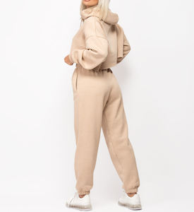 Vente en gros logo personnalisé survêtement décontracté à manches longues ensemble de pantalons cardigan en coton pour femmes ensemble de survêtements pull en tricot 2 pièces - Product Image 3