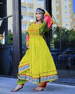 Exquisite Afghan Women Premium Embellished Traditional Chiffon <b>Long</b> Wardrobe Piece Artistic Embroidery for Cultural Programs - Product Image 5