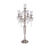 Bougeoir de table minimaliste en laiton fabriqué à la main à 5 bras de grandes lampes plaquées argent grande qualité pour la décoration de la maison petit