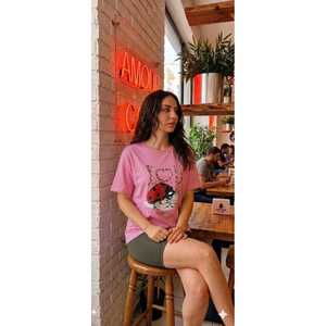 Camiseta Mybeefashion para Mujer, con Estampado de Mariquita, 100% Algodón, Manga Corta, Cuello Redondo, Corte Regular, Ecológica y Transpirable - Product Image 1