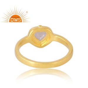 Anillo de piedras preciosas de cuarzo rosa natural chapado en oro de 18 quilates de Plata de Ley 925, fabricante de joyería fina Demi - Product Image 3