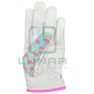 Thème flamboyant Style Sublimation femmes matériaux durs épais inclure dans des gants de golf en cuir Cabretta avec poignée de golf à séchage rapide - Product Image 3