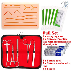 ชุดฝึกเย็บแผลสำหรับผ่าตัดวิทยาศาสตร์การแพทย์อุปกรณ์การสอนในโรงเรียนประกอบด้วยแผ่นซิลิโคนเครื่องมือผ่าตัดเข็ม - Product Image 2