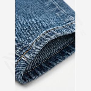 Jeans de Corte Recto Holgados para Hombre, Personalizables al por Mayor, con Color Personalizado, Talla Grande, Cierre Desmontable, Técnica de Lavado Desgastado y Rasgado en la Rodilla - Product Image 6