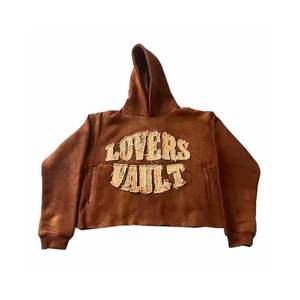 Sweats à capuche personnalisés Sweat à capuche pour hommes coupe carrée sweat à capuche vieilli poids lourd pull streetwear surdimensionné sweats à capuche brodés vieillis - Product Image 1