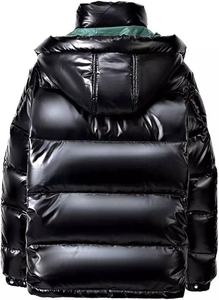 OEM personalizado de los hombres de estilo de la calle Puffer abajo Chaqueta brillante diseño de la burbuja abrigo de invierno con el logotipo frontal-Venta al por mayor de tela de lona - Product Image 2