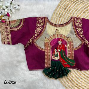 Chemisier de mariage prêt-à-porter à broderie: Style ethnique indien, idéal pour les demoiselles d'honneur et les looks festifs. - Product Image 2