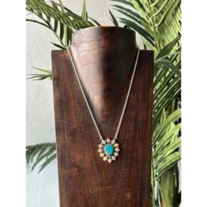 Southwest Handmade Multi Stone Sterling Silver Flower Cluster Necklace Bezel <b>Set</b> - Product Image 2