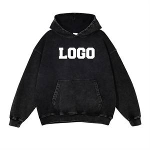 Sweat à capuche unisexe en molleton de coton avec logo vintage délavé de haute qualité, personnalisable avec votre logo, style streetwear - Product Image 1