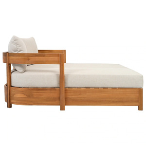 Larissa Solid Wood Outdoor Adjustable Storage Cushioned Patio <b>Bed</b> Garden Lounge Couch Modern Hotel Courtyard Furniture - Product Image 2