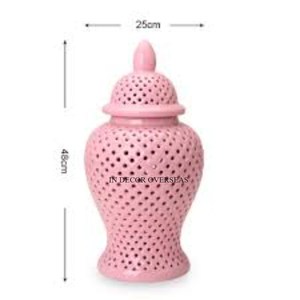 Jarrón Decorativo de Cerámica con Recubrimiento en Polvo de Color Rosa, Diseño Atractivo, con Tapa, Accesorios de Cocina de la India - Product Image 1
