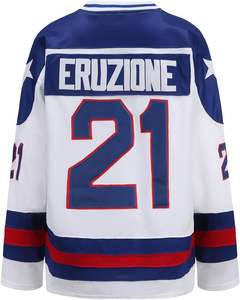 Camiseta de hockey sobre hielo con letras y números cosidos inspirada en la ropa clásica de hockey sobre hielo del equipo de EE. UU. 1980 con diseño y nombre personalizados - Product Image 3