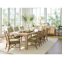 Table à manger - [Chêne clair/Rattan] avec accents décoratifs, sièges [6-8] pour une vie quotidienne de villégiature