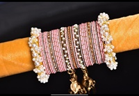 Nouveaux ensembles de bracelets élégants pour femmes en alliage de cuivre, style mariage, avec pendentifs Jhumka faits à la main, longueur 20 cm