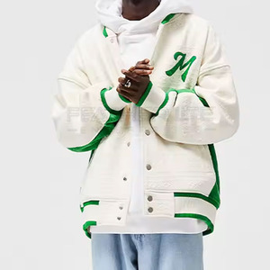 แจ็กเก็ตฤดูหนาวของผู้ชายเสื้อแจ็กเก็ตแขนยาวปักอักษรสำหรับเล่นกีฬาเบสบอลดีไซน์ล่าสุด - Product Image 1
