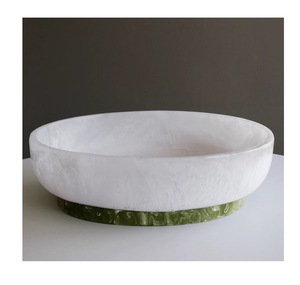 Cuenco especial para servir frutas de resina, cuenco para servir pasta de resina base blanca y verde - Product Image 1