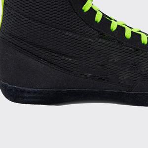 รองเท้าผ้าใบหุ้มข้อสีดำและสีเขียวมะนาว รองเท้ากีฬาตาข่ายน้ำหนักเบาพร้อมเชือกรองเท้าสีเขียวนีออนและสายรัดข้อเท้า - Product Image 6
