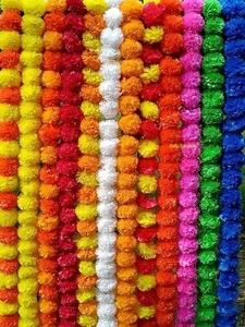 พวงมาลัยดอกดาวเรืองเทียมสำหรับตกแต่งงานแต่งงานของตกแต่งเทศกาลฮาลดิเมนด์ฉากหลังติดเวทีตกแต่งงานปาร์ตี้ - Product Image 5