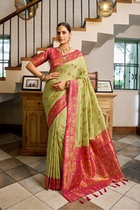 Colección de Elegantes y Modernos Saris de Seda Paithani, Ropa de Fiesta para Mujeres Indias y Pakistaníes, Reversible, de Secado Rápido, Sin Arrugas, para Todas las Temporadas - Product Image 4