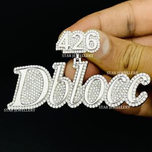 Colgante de Letra Unisex Personalizado de Oro 10K Chapado en Rodio con Diamantes Cultivados en Laboratorio, Corte Brillante Redondo, Estilo Hip Hop - Product Image 2