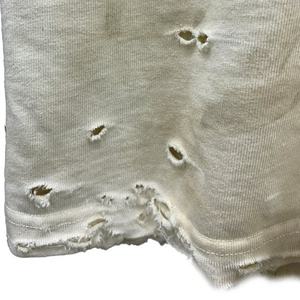 Recién llegado, camisetas desgastadas lisas rasgadas en blanco, camisetas desgastadas de manga corta con cuello redondo recortado - Product Image 6