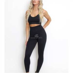 Gran oferta de ropa deportiva personalizable de cintura alta para mujer, conjunto de gimnasio cómodo de dos piezas para mujer con MOQ bajo - Product Image 5