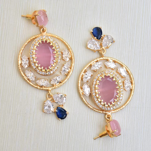 Aretes de Aro de Latón al por Mayor, Aretes de Piedra Orgánica con Circonita Natural, Textura de Latón Mate, Sin Níquel, Duraderos, Perfectos para Venta al por Mayor - Product Image 6