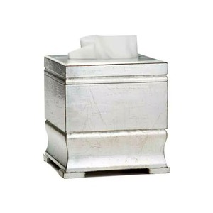 Caja de pañuelos de Metal decorativa Metal plata acabado forma cuadrada servilletero de mesa encimera de cocina sala de estar multiuso - Product Image 4