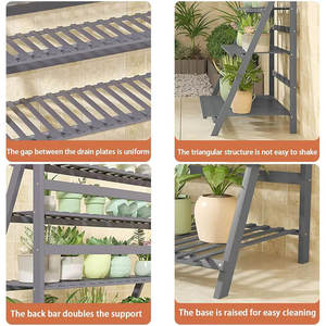 ไม้ไผ่4ชั้นพับได้ทนทานช่วยประหยัดพื้นที่ของประดับในสวน - Product Image 6