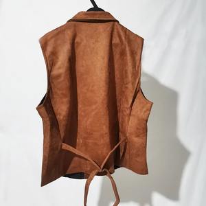 Men's Casual Waistcoat European Style Vintage Gilet with <b>Stand</b> Collar Faux Leather Slim Lapel Vest for Male - Product Image 2