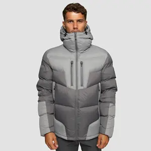 Veste matelassée rembourrée pour hommes Sangle de marque réfléchissante personnalisée Poignets réglables thermoscellés Quilting Platinum Grey - Product Image 1