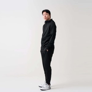 Mens <b>Black</b> Slim Fit Tech Fleece Tracksuit Modern Style, Durable, and Great for Gym, Jogging, and Relaxed Casual Wear - Product Image 2