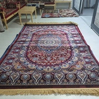 Tapis Adiva Oriental Géométrique Vintage Beige Antique Turc en Jacquard Tissé en Polyester Fabriqué à la Machine, Résistant aux Taches, à Poils Longs