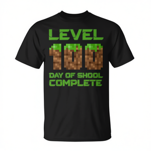 T-shirt per ragazzi con videogiochi Pixel completi di livello 100, a tema Days of School - T-shirt promozionali - Product Image 2