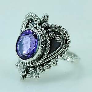 Navya <b>Craft</b> 925 Sterling Silver Boho <b>Ring</b> Handmade Amethyst Oval Gem Stone Size 4 to 13 for Women Gift Idea - Product Image 4