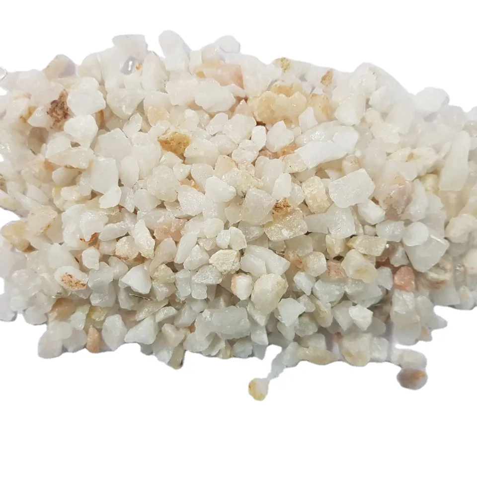 High quality and standard size crystal quartz chips and aggregate shinny polished silica 99.9 sio2 granular grit