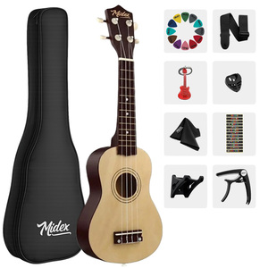 Midex UKX-901NT Natural Soprano <b>Ukulele</b> 21 Inch Beginner Musical Instrument with Gig Bag <b>Strap</b> and Pick - Product Image 1