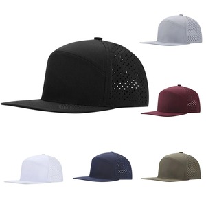 Unisex Laser Cut Hole Snapback Cap Breathable Adjustable <b>Flat</b> Bill 6-Panel Outdoor Casual <b>Hat</b> Solid Color Olive Green - Product Image 2