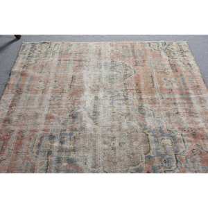 Vintage 4,9x7,4 pies Rosa Beige lana tejido plano alfombra turca patrón de retazos alfombra de sala de estar con respaldo de látex - Product Image 4