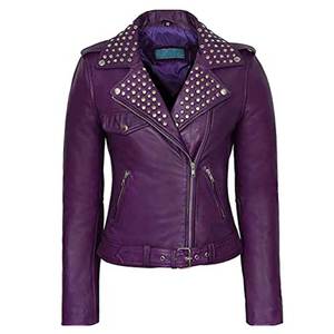 แจ็กเก็ตหนังสำหรับนักขี่มอเตอร์ไซค์สำหรับผู้หญิงแจ็กเก็ตหนังแต่งกระดุมสีโลโก้ได้ตามต้องการ - Product Image 1