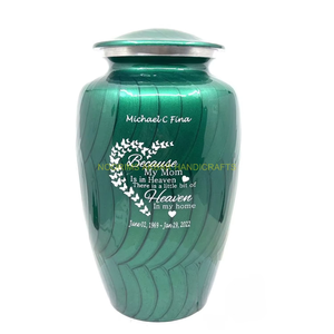 Urna Funeraria de Aluminio Verde Grabada Personalizada al por Mayor para Cenizas de Adultos, Recipiente Conmemorativo para Cremación, Suministro Directo de Fábrica - Product Image 3
