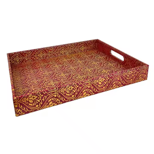Plateau de service en bois personnalisé en gros, motif horizontal imprimé, forme rectangulaire, pour la décoration du salon, lot multi-pièces - Product Image 3