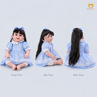 Poupée Reborn en vinyle TUSALMO personnalisée de 22 pouces, blanche, pour filles, avec cheveux noirs longs et raides, vêtements personnalisés, OEM ODM